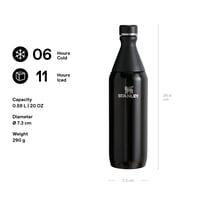 Sticlă de apă din oțel inoxidabil Stanley All Day Slim 0,6 L - Termos cu menținerea temperaturii scăzute timp de 6 ore, 11 ore cu gheață - Fără BPA, etanșă, lavabilă în mașina de spălat vase - Negru 2