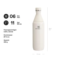 Sticlă de apă Stanley All Day Slim din oțel inoxidabil, 0,6 L - Termos, păstrează băuturile reci 6 ore sau 11 ore cu gheață - Fără BPA, etanșă, lavabilă în mașina de spălat vase - Crem 2
