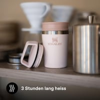 Nerezový cestovný hrnček Stanley Cafe To-Go 0,23 l, farba Rose Quartz – udrží nápoj 3 hodiny teplý, 4 hodiny studený, vhodný do umývačky riadu, s praktickým uchom. 4