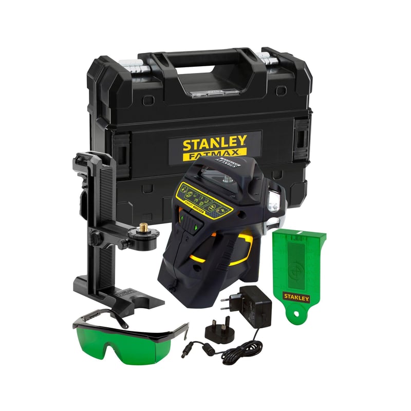 Nivelă laser cu linii Stanley FatMax FMHT1-77356 X3 verde - cu 3 linii transversale la 360°, autonivelantă, IP54, pentru utilizare la interior și exterior