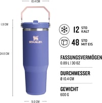 Stanley Flip Straw Tumbler 0,89L Termosz Palack - 12+ Óra Hideg Tartás, Mosogatógépben Mosható - Lupine 2