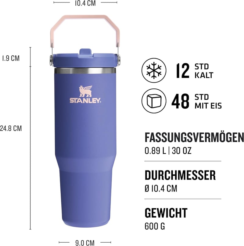 Stanley Flip Straw Tumbler 0,89L Termosz Palack - 12+ Óra Hideg Tartás, Mosogatógépben Mosható - Lupine