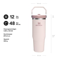 Termoska Stanley Flip Straw Tumbler so slamkou 0,89 l – Rose Quartz – udrží chlad viac ako 12 hodín – bez obsahu BPA – vhodná do umývačky riadu – športová fľaša 2