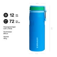 Nerezová fľaša Stanley IceFlow Bottle Twist Flip 0,47 l Azure – udrží nápoj studený 12 hodín, ľad 3 dni – bez BPA, nepriepustná, vhodná do umývačky riadu 2