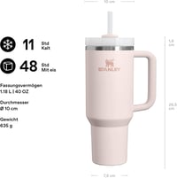 STANLEY Quencher H2.0 Flowstate 1,2L Termikus Ivópalack Rozsdamentes Acél Rózsaszín - 1,180 ml, Pink Quarts, Core 3