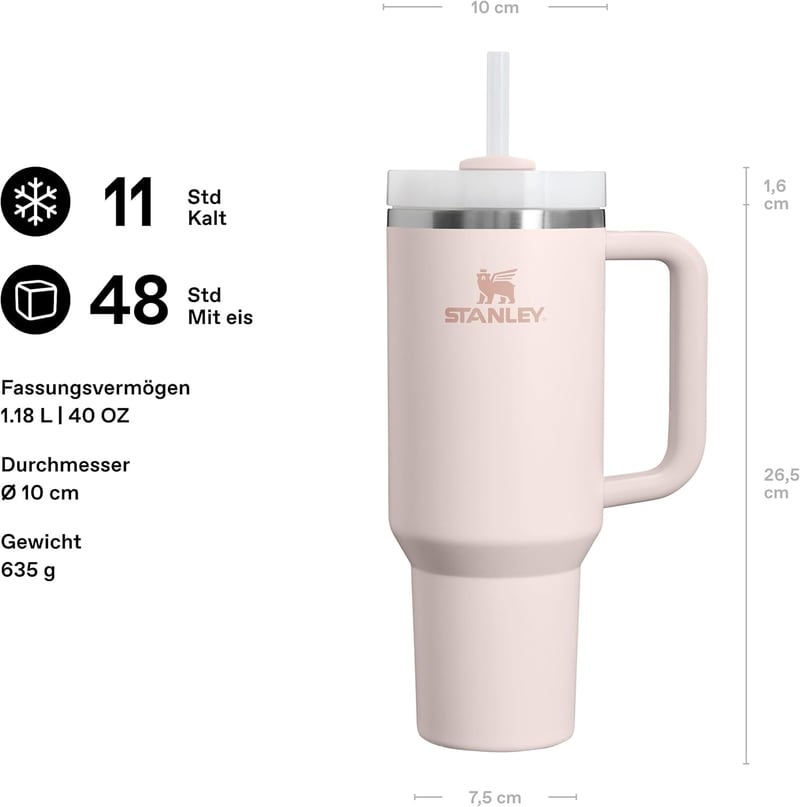STANLEY Quencher H2.0 Flowstate 1,2L Termikus Ivópalack Rozsdamentes Acél Rózsaszín - 1,180 ml, Pink Quarts, Core