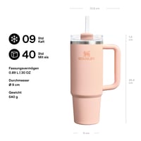Termos Stanley Quencher H2.0 FlowState 0,89 l, krémovo-oranžová – so slamkou, rukoväťou a vekom – bez BPA – vhodný do umývačky riadu 2