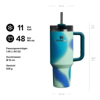 Pohár Stanley Quencher H2.0 FlowState 1,2 l – Coastal Teal Motion | So slamkou, rukoväťou a vekom – Vhodný do umývačky riadu – Bez obsahu BPA 2