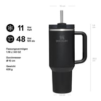 Stanley Quencher H2.0 FlowState pohár 1,2 l čierny - so slamkou, rúčkou a viečkom, bez BPA, vhodný do umývačky riadu 2