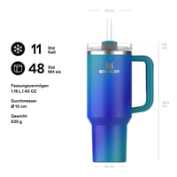 Termohrnček Stanley Quencher H2.0 FlowState so slamkou 1,2 l – Sea Glass Aura – Nerezový termohrnček bez BPA – 48-hodinové chladenie ľadom 2