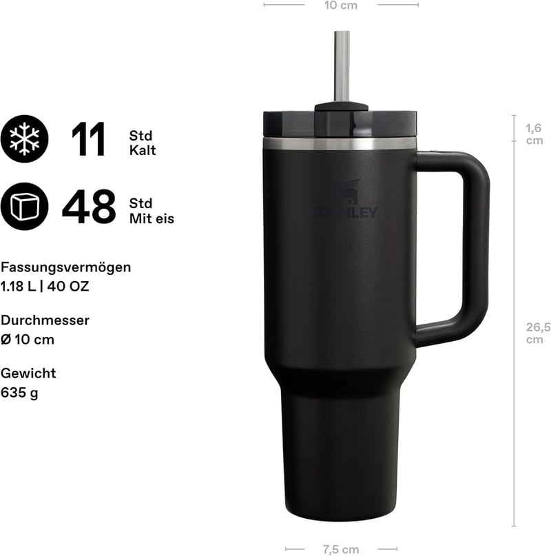 STANLEY Quencher H2.0 Termikus Vizes Palack 1.2L Fekete - 11 Órás Hűtés - 2-1,180 ml, Black, Core