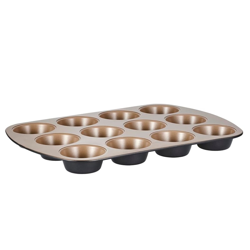 Forma na muffiny Stanley Rogers Ceramabake, 12 otvorov, bez PFAS, PTFE a PFOA, zdravý nepriľnavý povrch, plech na cupcakes, šampanská farba