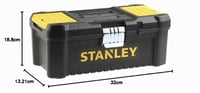 Cutie de scule Stanley STST1-75515 Essential cu închizători metalice, tăviță detașabilă și organizatoare pe capac, negru-galben, 12,5 inch 4