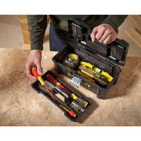 Cutie de scule Stanley STST1-75515 Essential cu închizători metalice, tăviță detașabilă și organizatoare pe capac, negru-galben, 12,5 inch 10