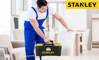 Cutie de scule Stanley STST1-75515 Essential cu închizători metalice, tăviță detașabilă și organizatoare pe capac, negru-galben, 12,5 inch 7