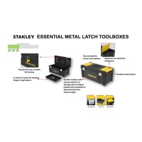 Cutie de scule Stanley STST1-75515 Essential cu închizători metalice, tăviță detașabilă și organizatoare pe capac, negru-galben, 12,5 inch 5