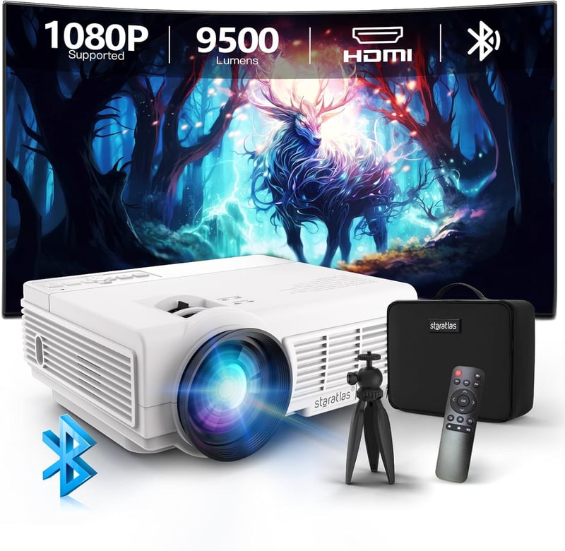 Staratlas Mini Projector 9500L 4K Full HD 1080P Bluetooth házimozi projektor HDMI USB tripod táskával