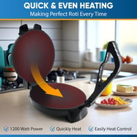 StarBlue 10" Roti Készítő Gép - Indiai Chapati, Tortilla Sütő Melegentartó Tárolóval, Kivehető Fogantyúval, Tapadásmentes Felülettel, 1200W 3
