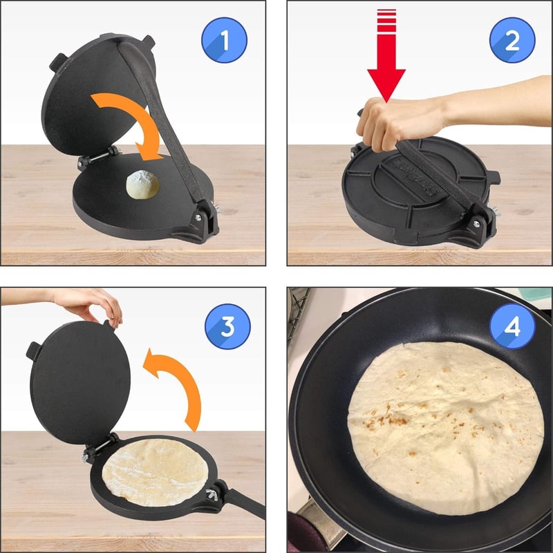 StarBlue 20 cm-es öntöttvas tortilla sajtó konyhai prés