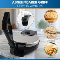 StarBlue 25cm Elektromos Roti Készítő Gép 1200W Tapadásmentes Bevonattal, Ingyenes Melegentartóval és Levehető Fogantyúval 2