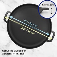 StarBlue 40,6 cm öntöttvas pizzasütő kerek grillpan szilikon fogantyúval 3