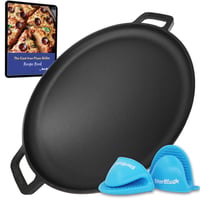 StarBlue öntöttvas pizzasütő kerek grillpan szilikon fogantyúval - 40,6 cm 2