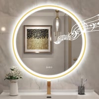 STARLEAD 80cm Arany Fürdőszobai Tükör LED Világítással Bluetooth Hangszóróval 1