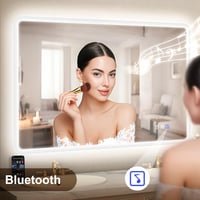 STARLEAD 80x60 cm Fürdőszobai LED Tükör - Szabályozható Fényerő, 3 Színhőmérséklet, Páramentesítő, Bluetooth Hangszóró, Edzett Üveg, IP44 2