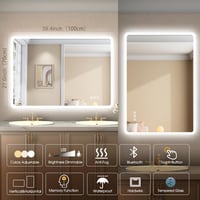 STARLEAD 80x60 cm Fürdőszobai LED Tükör - Szabályozható Fényerő, 3 Színhőmérséklet, Páramentesítő, Bluetooth Hangszóró, Edzett Üveg, IP44 9