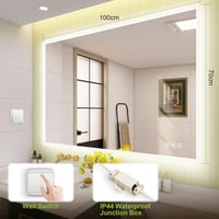 STARLEAD Fürdőszobai Hangszórós LED Tükör 100x70 cm - Fényerőszabályzós, 3 Színhőmérséklet, Páramentesítő, Bluetooth , IP44 Vízálló, Ezüst 8
