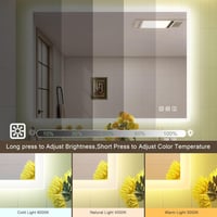 STARLEAD Fürdőszobai Hangszórós LED Tükör 100x70 cm - Fényerőszabályzós, 3 Színhőmérséklet, Páramentesítő, Bluetooth , IP44 Vízálló, Ezüst 4