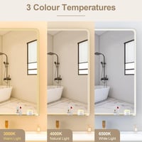 STARLEAD Fürdőszobai LED Tükör 80x60 cm Polccal - Arany Fém Keret, Fényerőszabályzás, 3 Színhőmérséklet, Páramentesítő, IP44 Vízálló 4