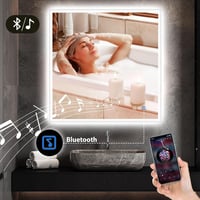 STARLEAD Fürdőszobai LED Tükör 80x80 cm - Fényerőszabályzós, 3 Színhőmérséklet, Páramentesítő, Bluetooth Hangszóró, IP44 Vízálló, Edzett Üveg 2
