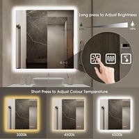 STARLEAD Fürdőszobai LED Tükör 80x80 cm - Fényerőszabályzós, 3 Színhőmérséklet, Páramentesítő, Bluetooth Hangszóró, IP44 Vízálló, Edzett Üveg 4