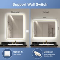 STARLEAD Fürdőszobai LED Tükör Arany Kerettel - Bluetooth Hangszórós, Páramentesítő, 3 Színhőmérséklet, Fényerőszabályzás, 80x60 cm 8