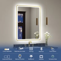 STARLEAD Fürdőszobai LED Tükör Arany Kerettel - Bluetooth Hangszórós, Páramentesítő, 3 Színhőmérséklet, Fényerőszabályzás, 80x60 cm 9