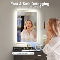 STARLEAD Fürdőszobai LED Tükör Arany Kerettel - Bluetooth Hangszórós, Páramentesítő, 3 Színhőmérséklet, Fényerőszabályzás, 80x60 cm 3