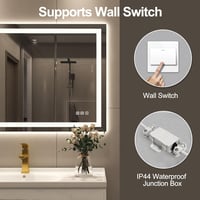 STARLEAD Fürdőszobai Tükör LED Világítással - 60x80 cm, Fényerőszabályzás, 3 Színhőmérséklet, Páramentesítő, Bluetooth Hangszóró, IP44 Edzet 9