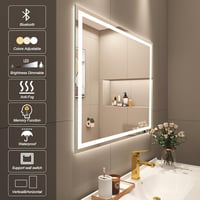 STARLEAD Fürdőszobai Tükör LED Világítással - 60x80 cm, Fényerőszabályzás, 3 Színhőmérséklet, Páramentesítő, Bluetooth Hangszóró, IP44 Edzet 7