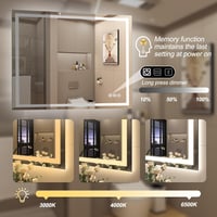 STARLEAD Fürdőszobai Tükör LED Világítással - 60x80 cm, Fényerőszabályzás, 3 Színhőmérséklet, Páramentesítő, Bluetooth Hangszóró, IP44 Edzet 4