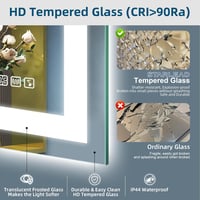 STARLEAD Fürdőszobai Tükör Szabályozható LED Világítással, 3 Színhőmérséklet, Bluetooth Hangszórók, Páramentesítő, 5x Nagyítás, IP44 Vízálló 8