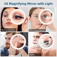 STARLEAD Fürdőszobai Tükör Szabályozható LED Világítással, 3 Színhőmérséklet, Bluetooth Hangszórók, Páramentesítő, 5x Nagyítás, IP44 Vízálló 3