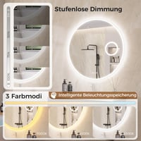 Okrúhle LED kúpeľňové zrkadlo STARLEAD s osvetlením 60 cm, stmievateľné, 3 teploty farieb, vyhrievanie proti zahmlievaniu, pamäťová funkcia, HD tvrdené sklo, vodeodolnosť IP44 3
