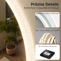 Okrúhle LED kúpeľňové zrkadlo STARLEAD s osvetlením 60 cm, stmievateľné, 3 teploty farieb, vyhrievanie proti zahmlievaniu, pamäťová funkcia, HD tvrdené sklo, vodeodolnosť IP44 5