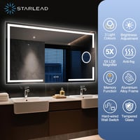 STARLEAD LED fürdőszobai tükör 100x70cm, 3 szín, páramentesítés, 5x nagyítás - 70L x 100B cm, M3111 Atlanta Silver (5x Magnifying Glass) 9