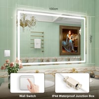 STARLEAD Nagy Fürdőszobai Tükör LED Világítással 120 x 70 cm- Szabályozható Fényerő, 3 Színhőmérséklet, Páramentesítő, Bluetooth Hangszóró, Edzett Üveg 8