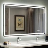 STARLEAD Nagy Fürdőszobai Tükör LED Világítással 120 x 70 cm- Szabályozható Fényerő, 3 Színhőmérséklet, Páramentesítő, Bluetooth Hangszóró, Edzett Üveg 1