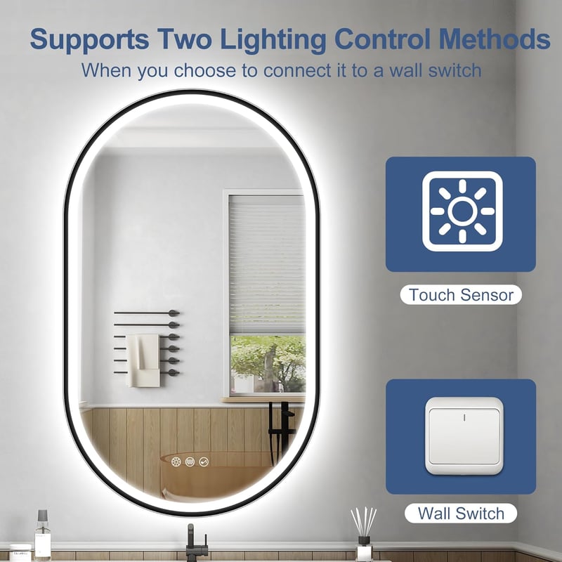 STARLEAD Ovális LED Fürdőszobai Tükör 80x50cm Bluetooth Dimmelhető Antifog