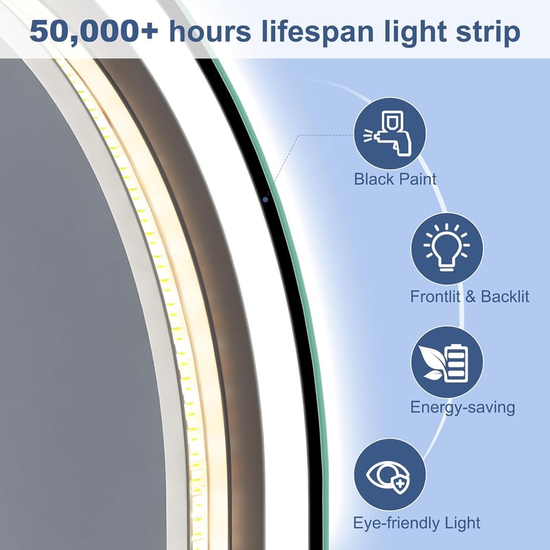 STARLEAD Ovális LED Fürdőszobai Tükör 80x50cm Bluetooth Dimmelhető Antifog