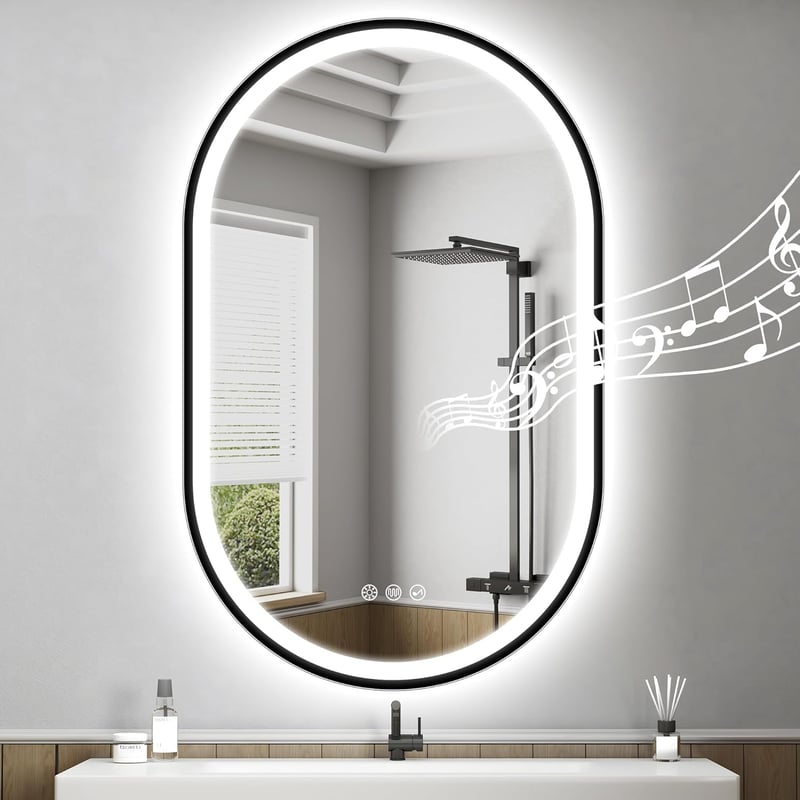 STARLEAD Ovális LED Fürdőszobai Tükör 80x50cm Bluetooth Dimmelhető Antifog